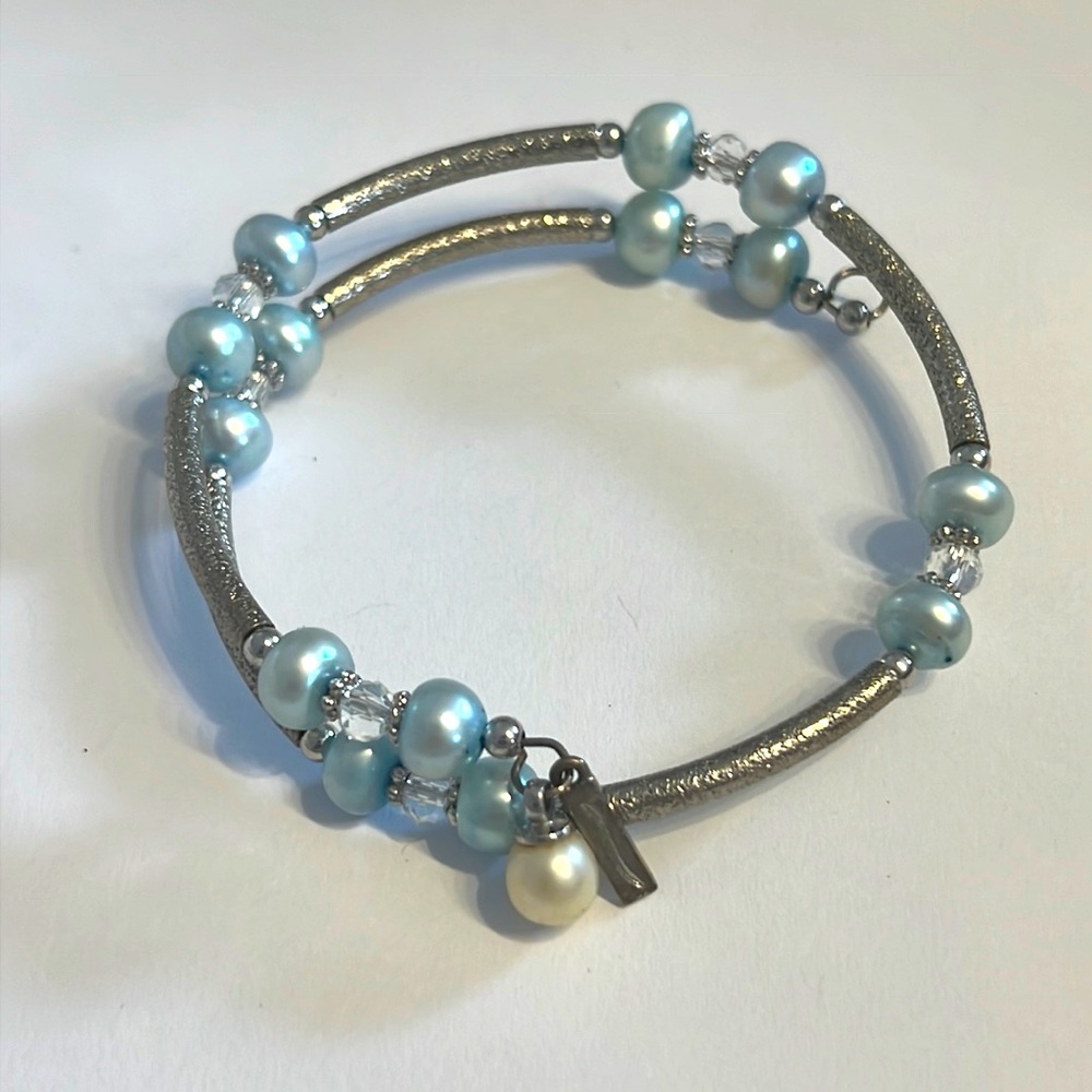 Vantel Pearls “Azure Morning” Wrap Bracelet